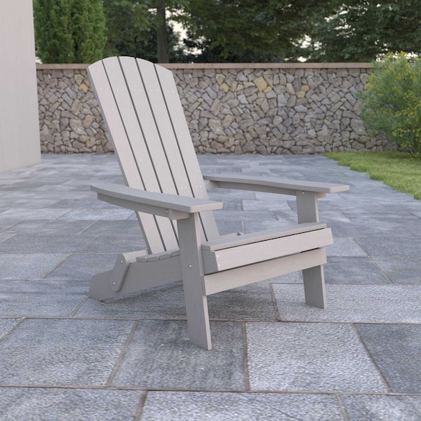 Flash Furniture All-Weather Folding Adirondack Chair in Gray JJ-C14505-GY-GG - main
